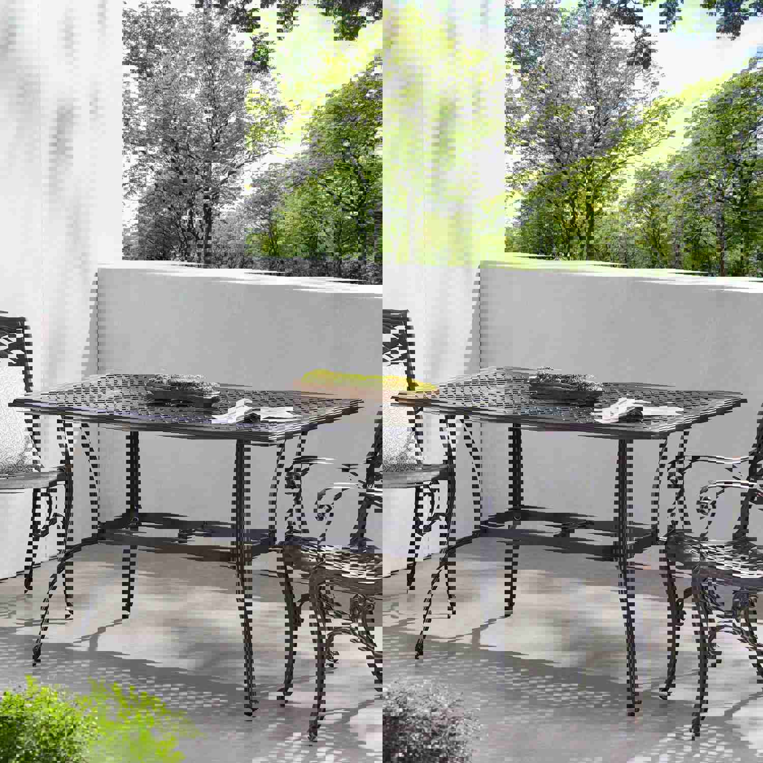 Fonzo Outdoor Bronze Cast Aluminum Rectangular Dining Table