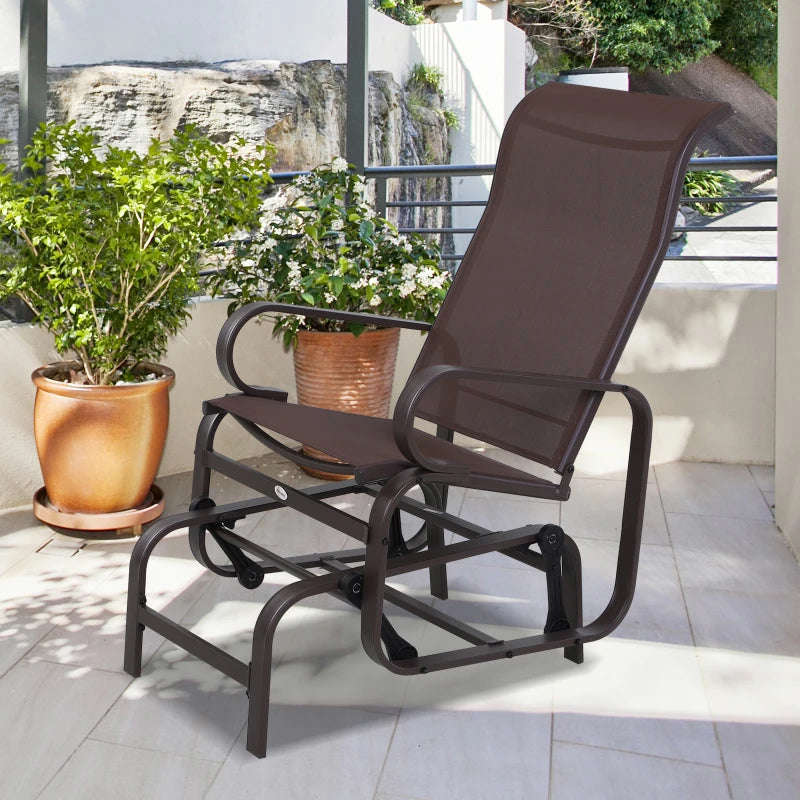 Outsunny Gliding Lounge Rocker for Indoor/Outdoor Use with Water-Resistant Material - Brown