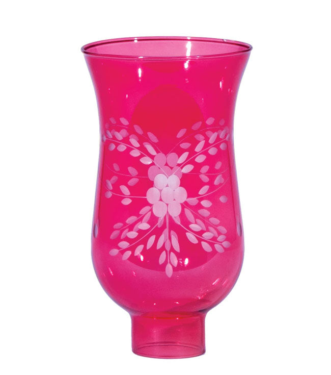 Cranberry Hurricane Shade with Hand-Cut Flowers Design, 1-5/8 Fitter Size