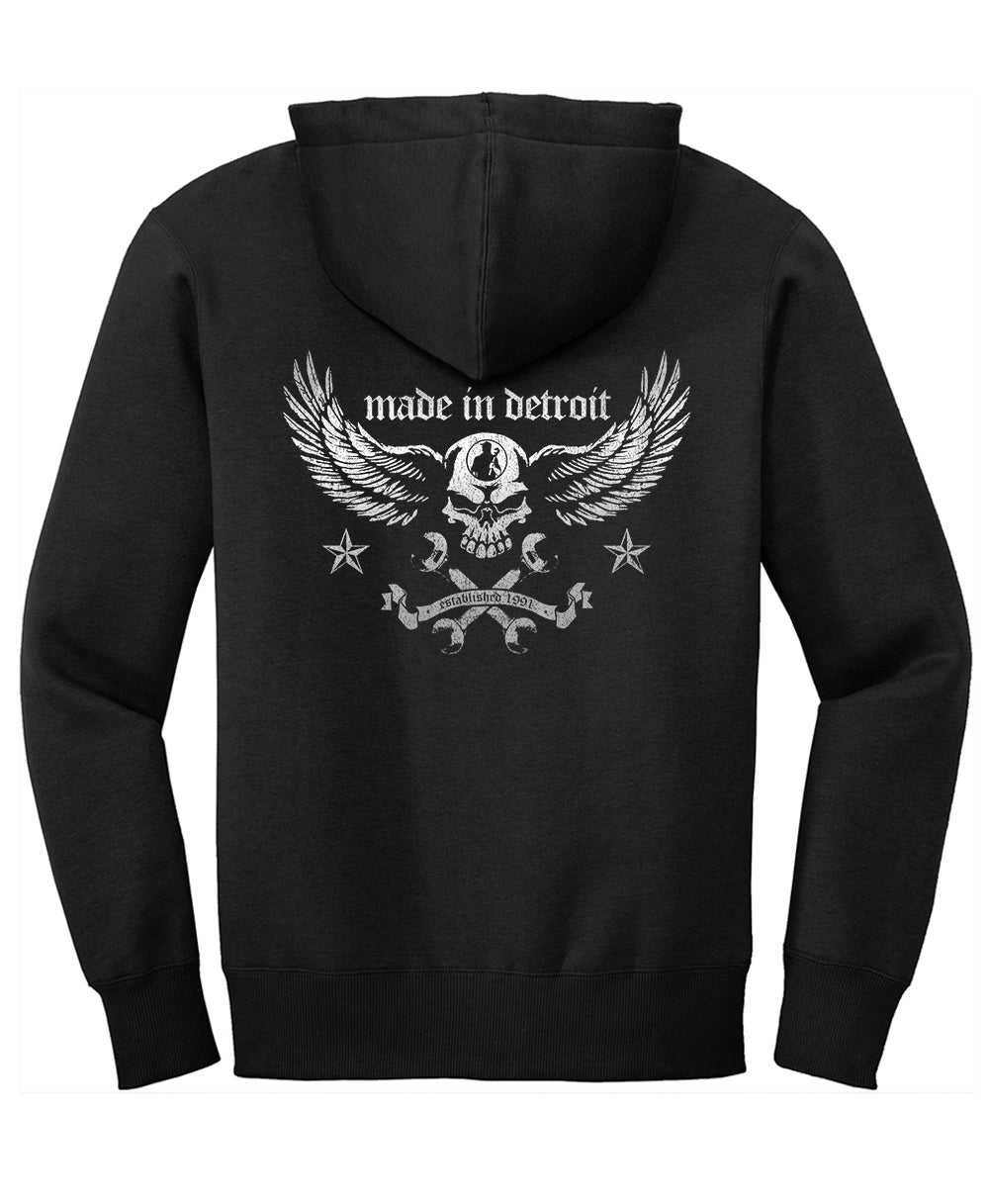 Biker Wrench Zip-up Hoodie - Unisex Fleece with Metallic Print