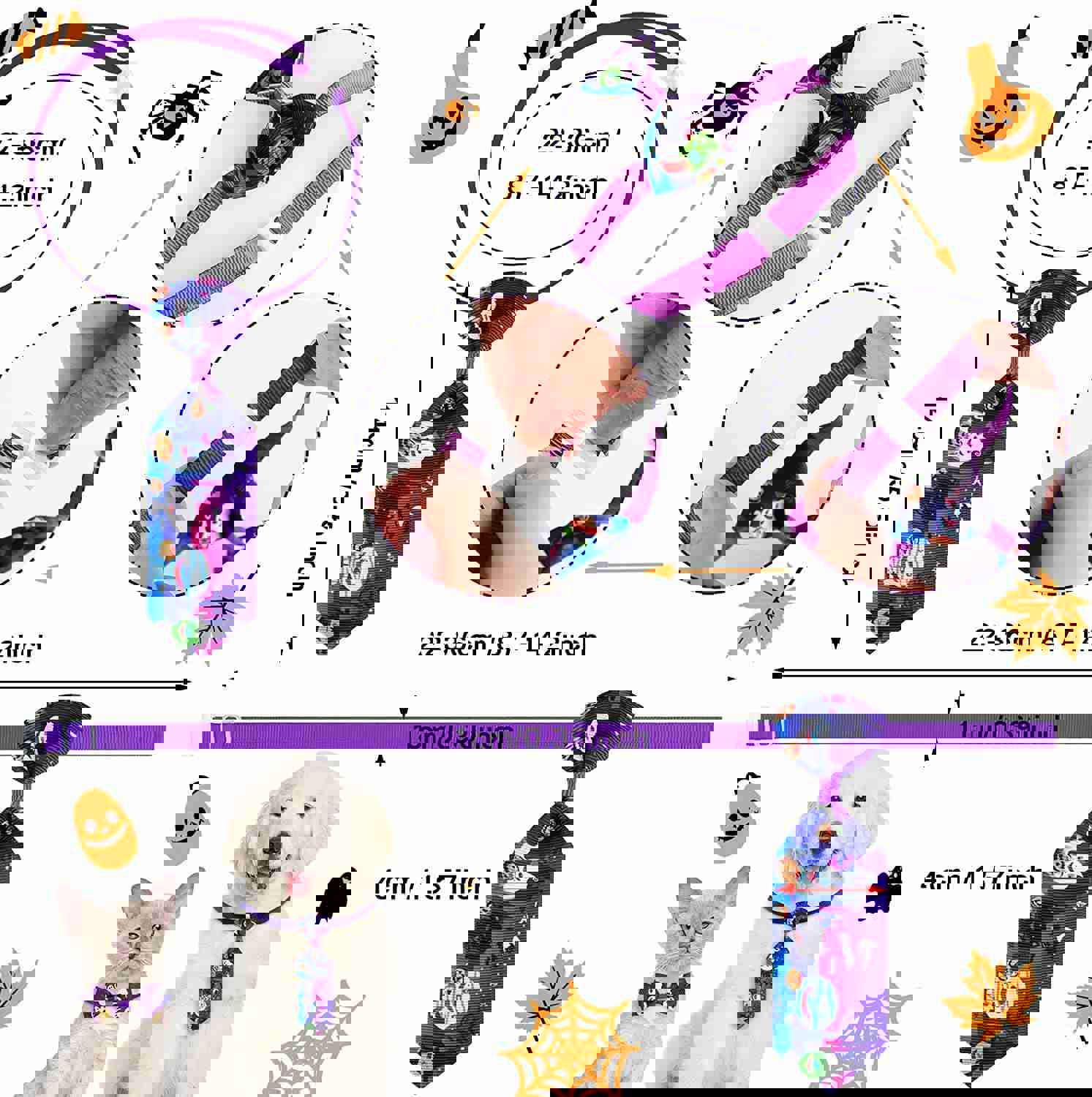 34 Pieces Halloween Dog Bow Ties Collar Set with Adjustable Accessories for Pets