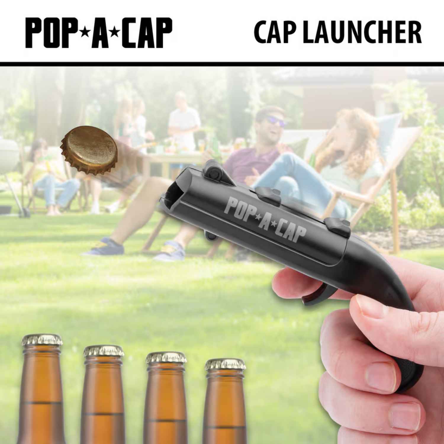 Pop A Cap Launcher - 19-Foot Range - Fun Gift for Dad