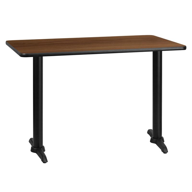 Flash Furniture 30 x 45 Rectangular Walnut Laminate Table Top with Adjustable Bases