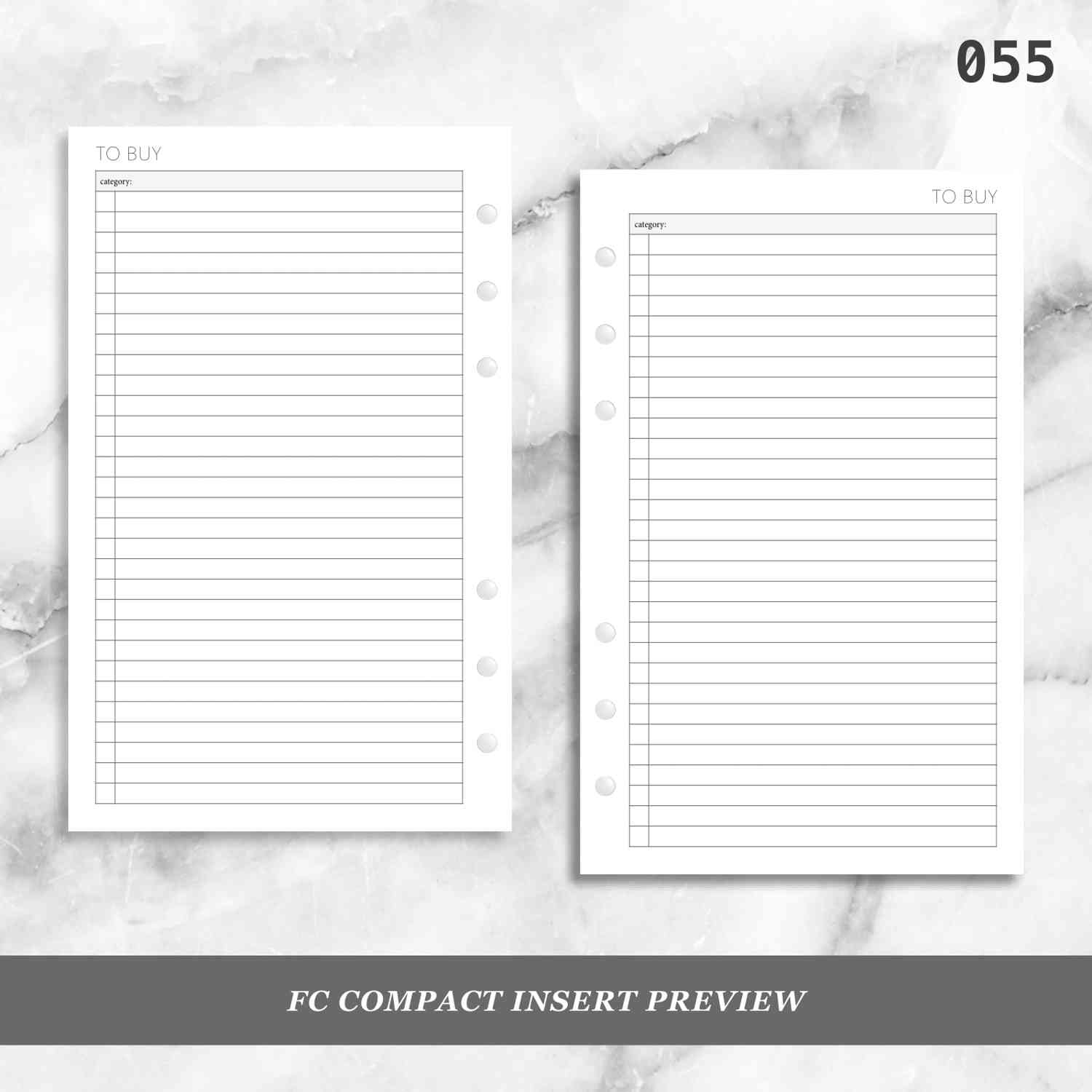 055: To Buy - Undated Shopping List Planner