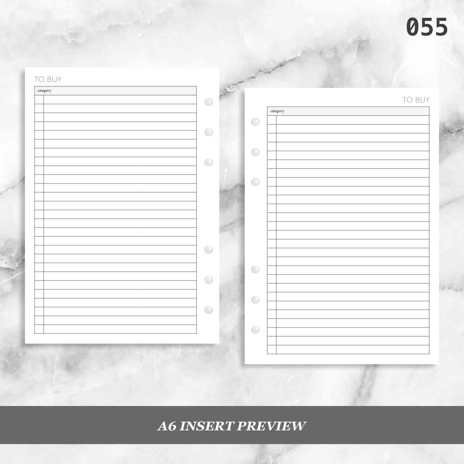 055: To Buy - Undated Shopping List Planner