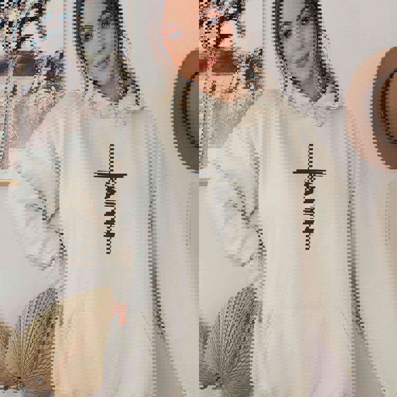 Faith Hoodie - Christian Hooded Sweater with Cross Design
