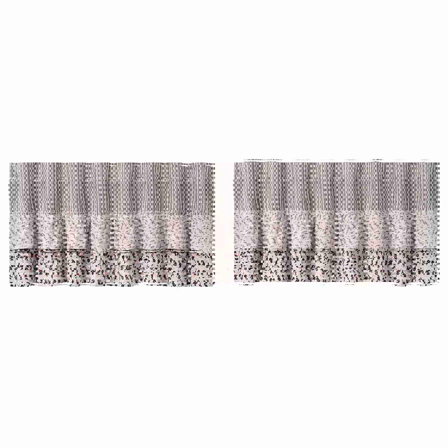 Farmhouse Valance Florette Ruffled Striped Country Window Curtain
