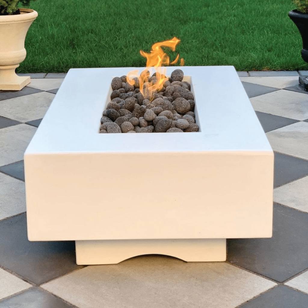 The Outdoor Plus - Del Mar GFRC Concrete Rectangle Natural Gas Fire Pit Table 72