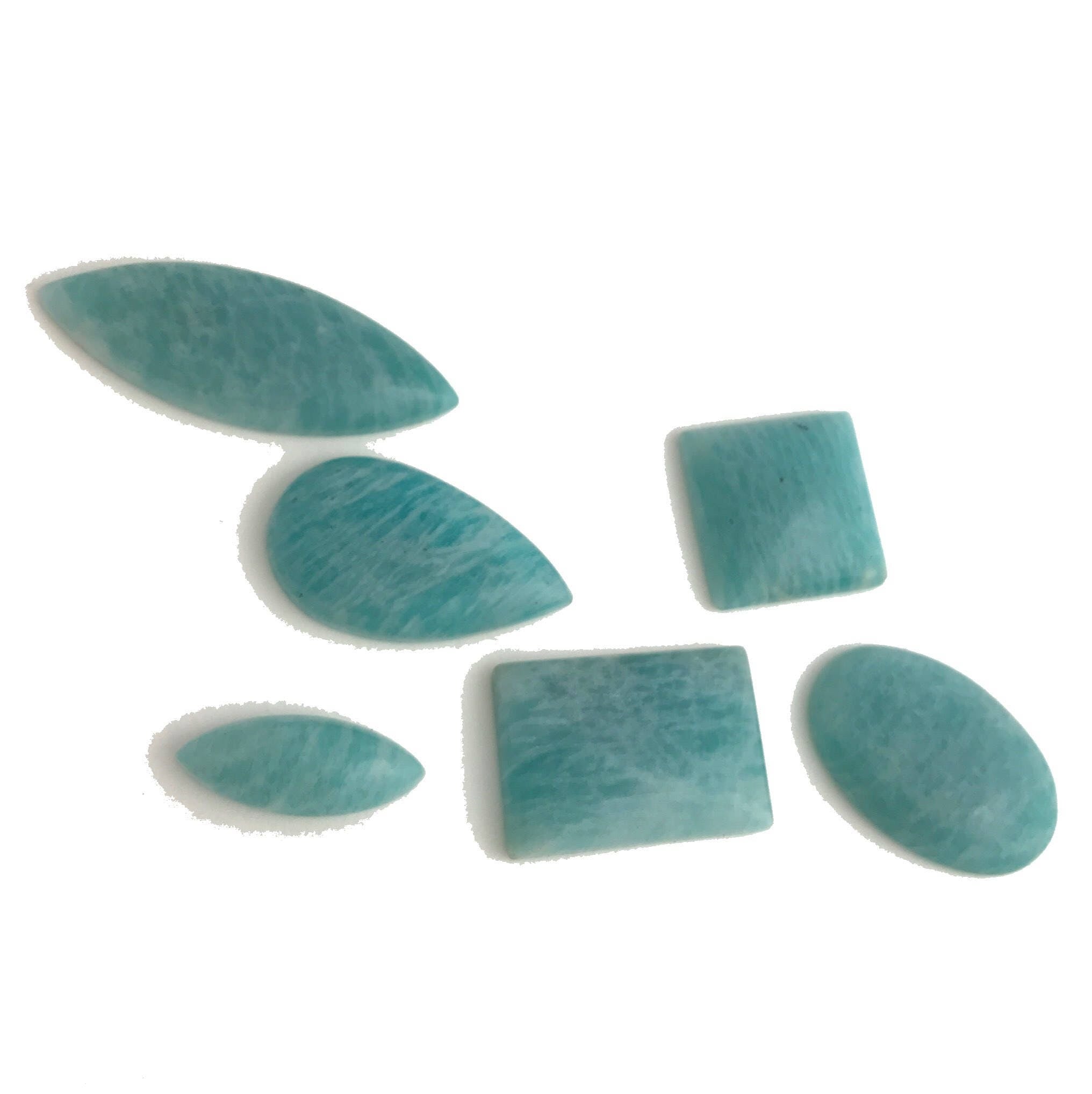 6Pcs Natural Amazonite Cabochon Loose Gemstone for Jewelry Making