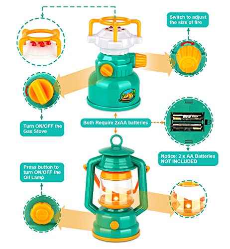 KAQINU 27 PCS Kids Camping Set with Pop Up Play Tent and Camping Gear Toys