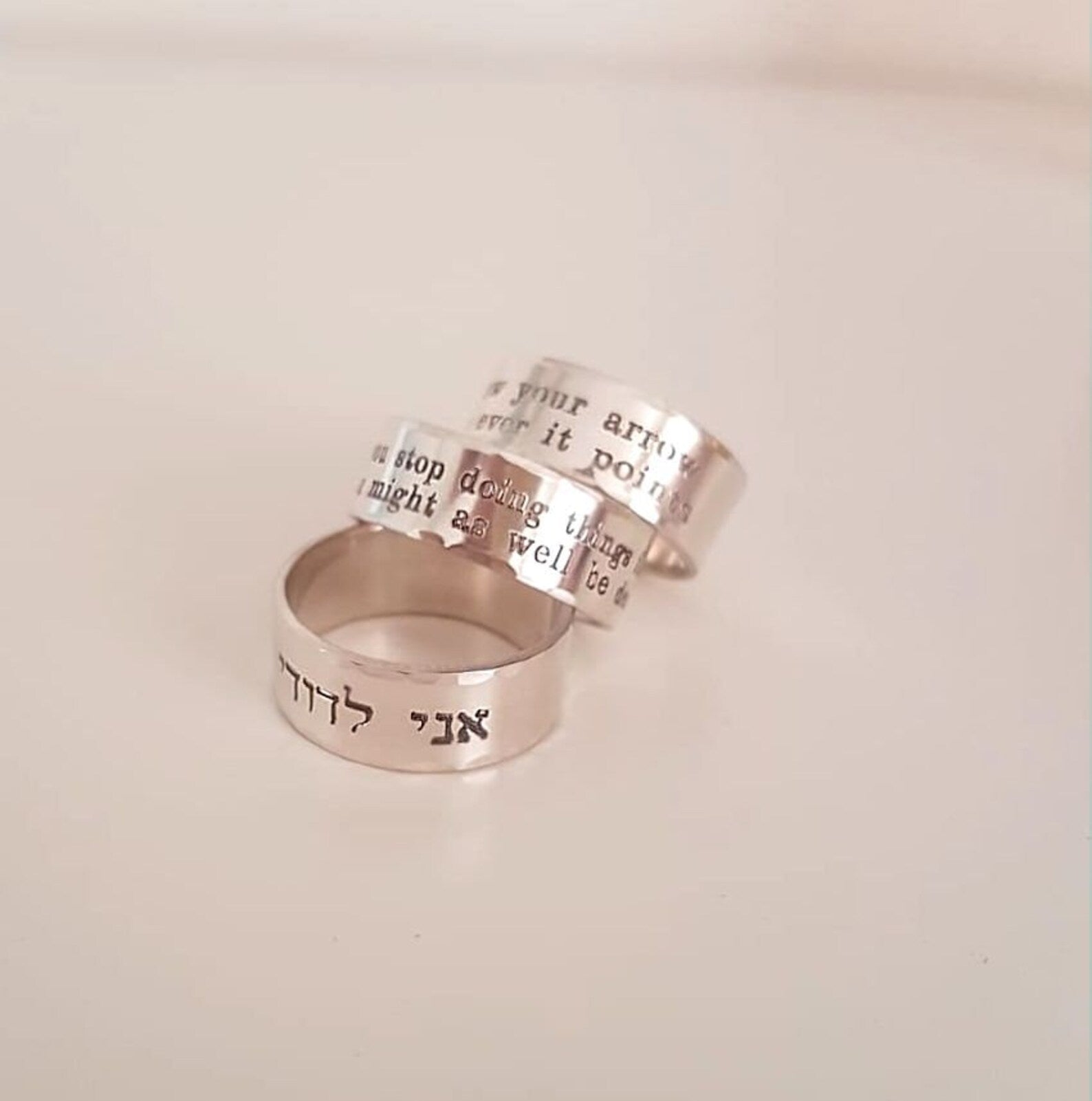Personalized Breathe Message Ring - Custom Engraved Sterling Silver Band