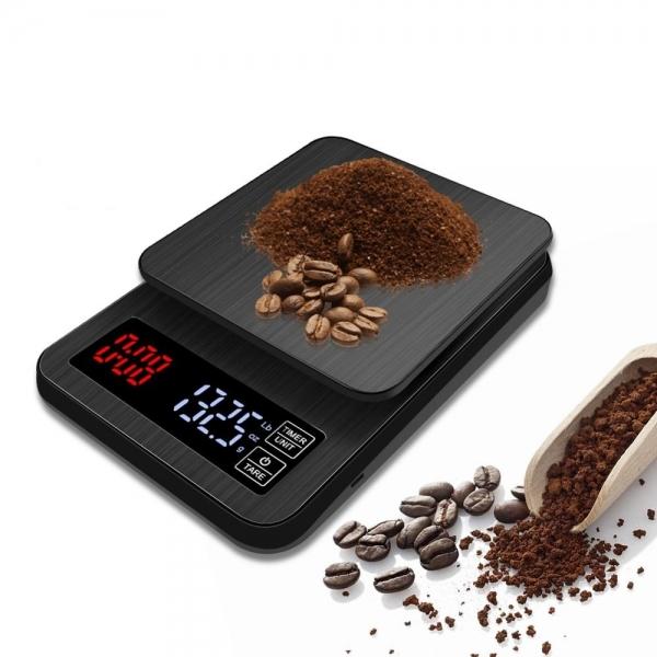 LED Electronic Drip Coffee Scale with Timer for Household Cooking Baking Weighing with Precision Sensors Black - 3kg/0.1g
