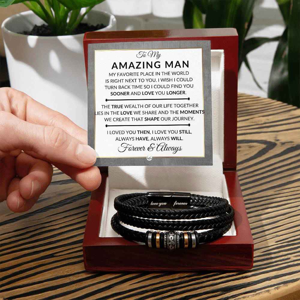 Keepsake Braided Leather Bracelet for Men - Always Have, Always Will