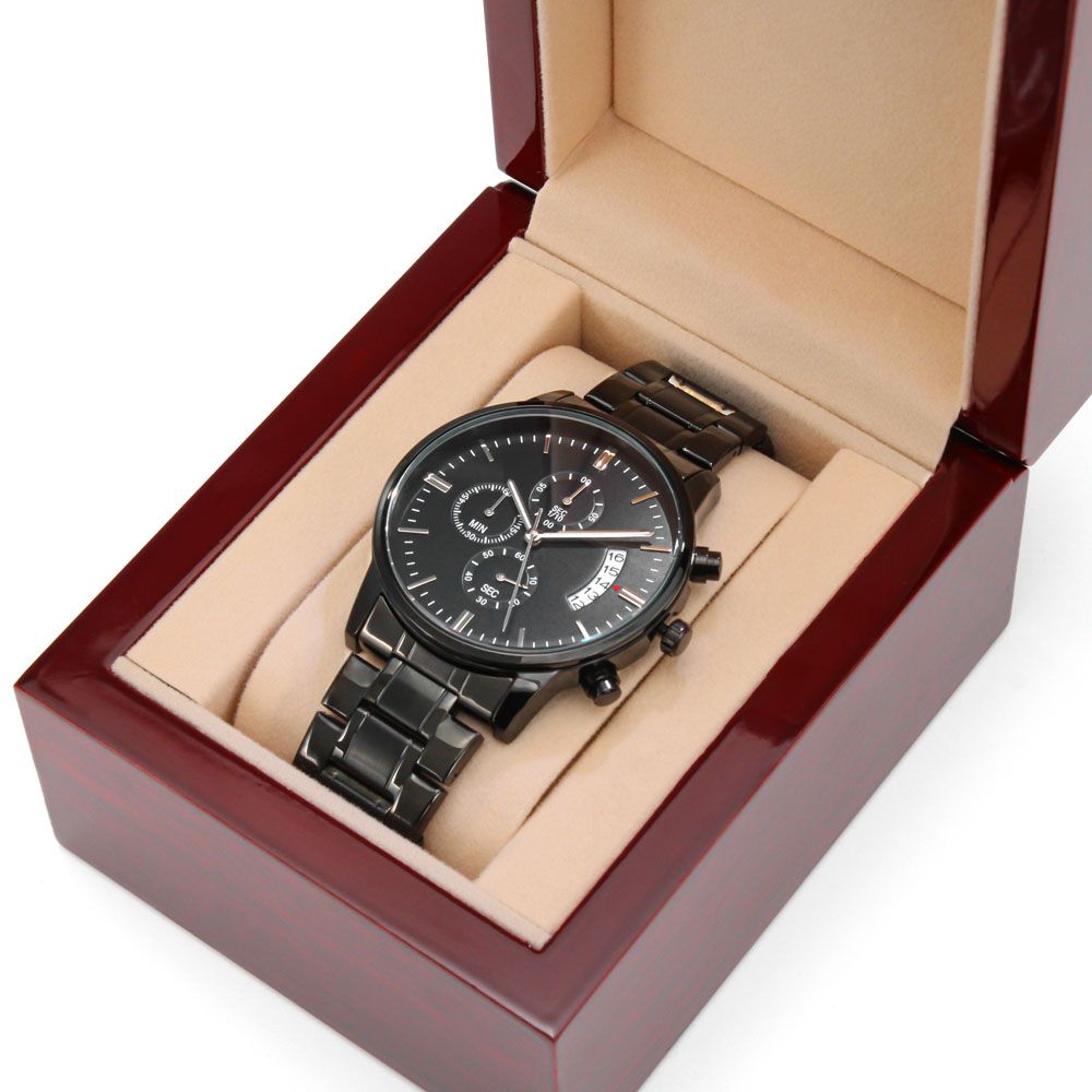 Engraved Thank You for Always Doing Your Best for Us Black Chronograph Watch