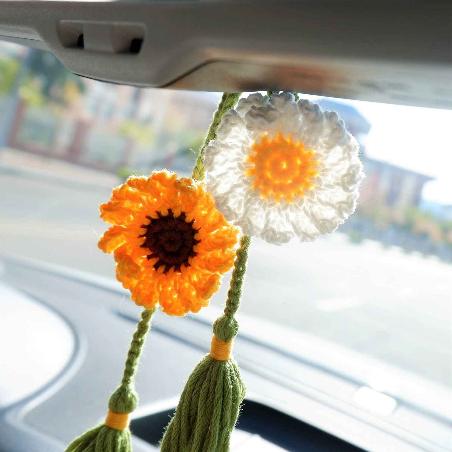 2Pcs Car Mirror Accessories with Tassel