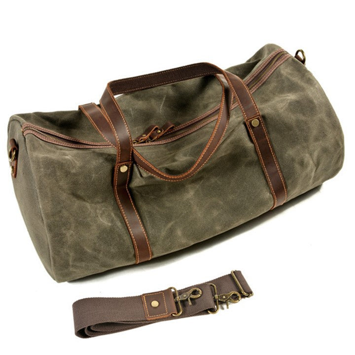 Retro Canvas and Cowhide Duffle Weekender Bag - Large Capacity Gym Bag