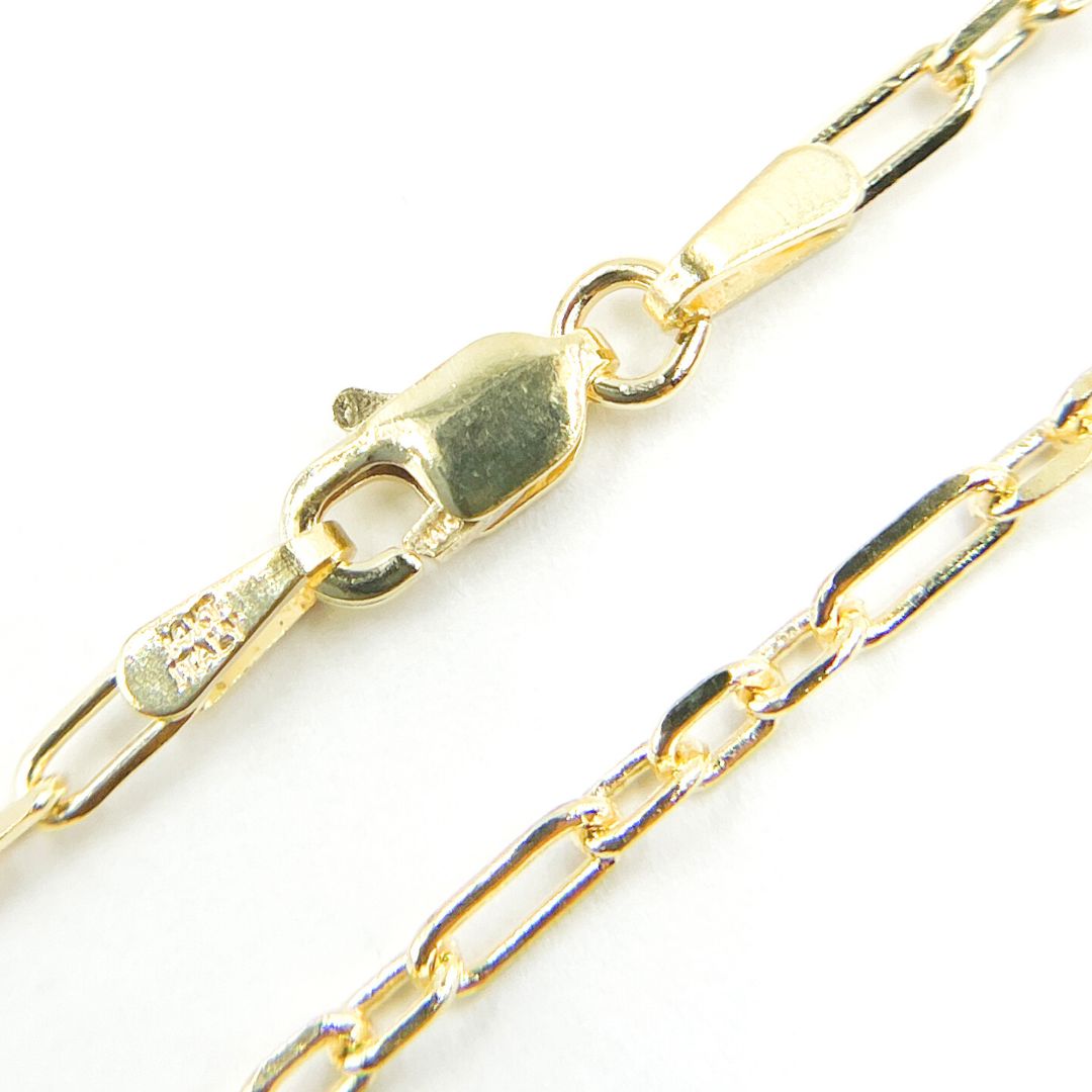 14K Solid Gold Paperclip Long & Short Link Necklace