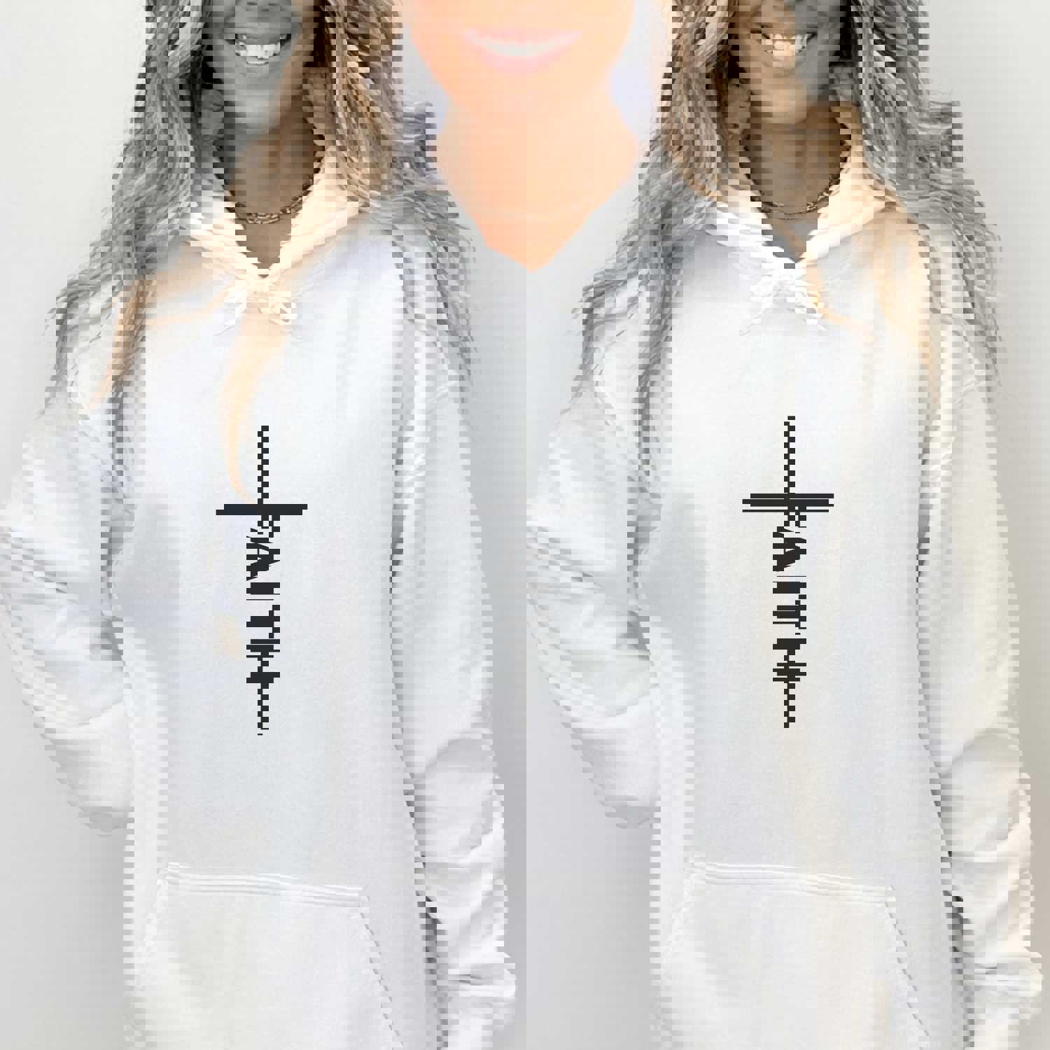 Faith Hoodie - Christian Hooded Sweater with Cross Design