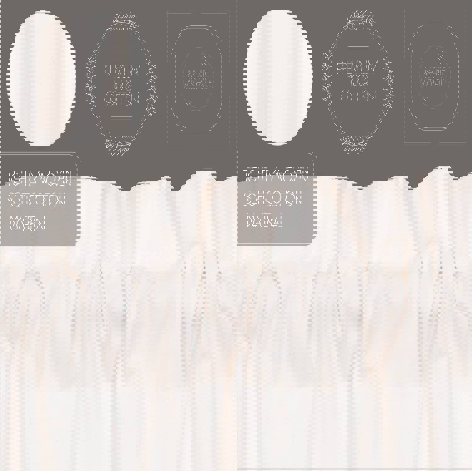 Simple Life Flax Antique White Ruffled Valance 16x72 - Cotton Linen Window Treatment