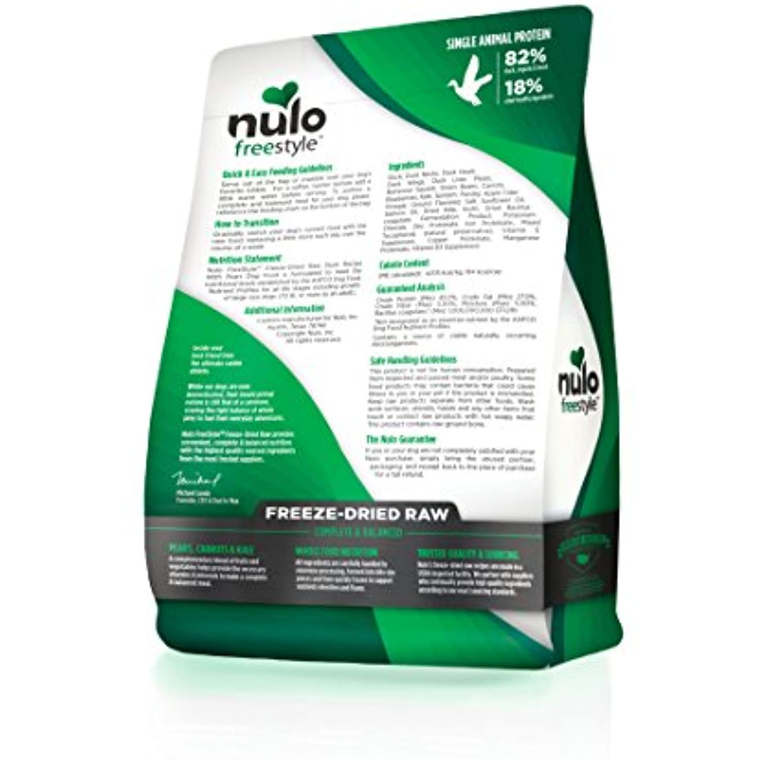 Nulo Freeze Dried Raw Dog Food - Duck Recipe With Pears (13 Oz Bag)