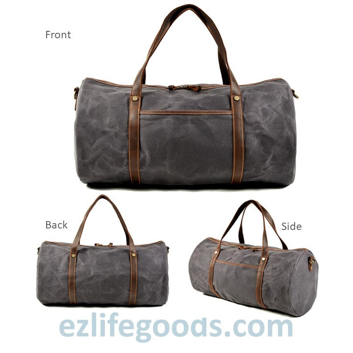 Retro Canvas and Cowhide Duffle Weekender Bag - Large Capacity Gym Bag