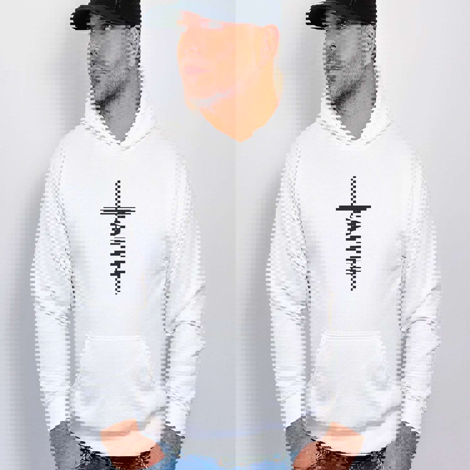 Faith Hoodie - Christian Hooded Sweater with Cross Design