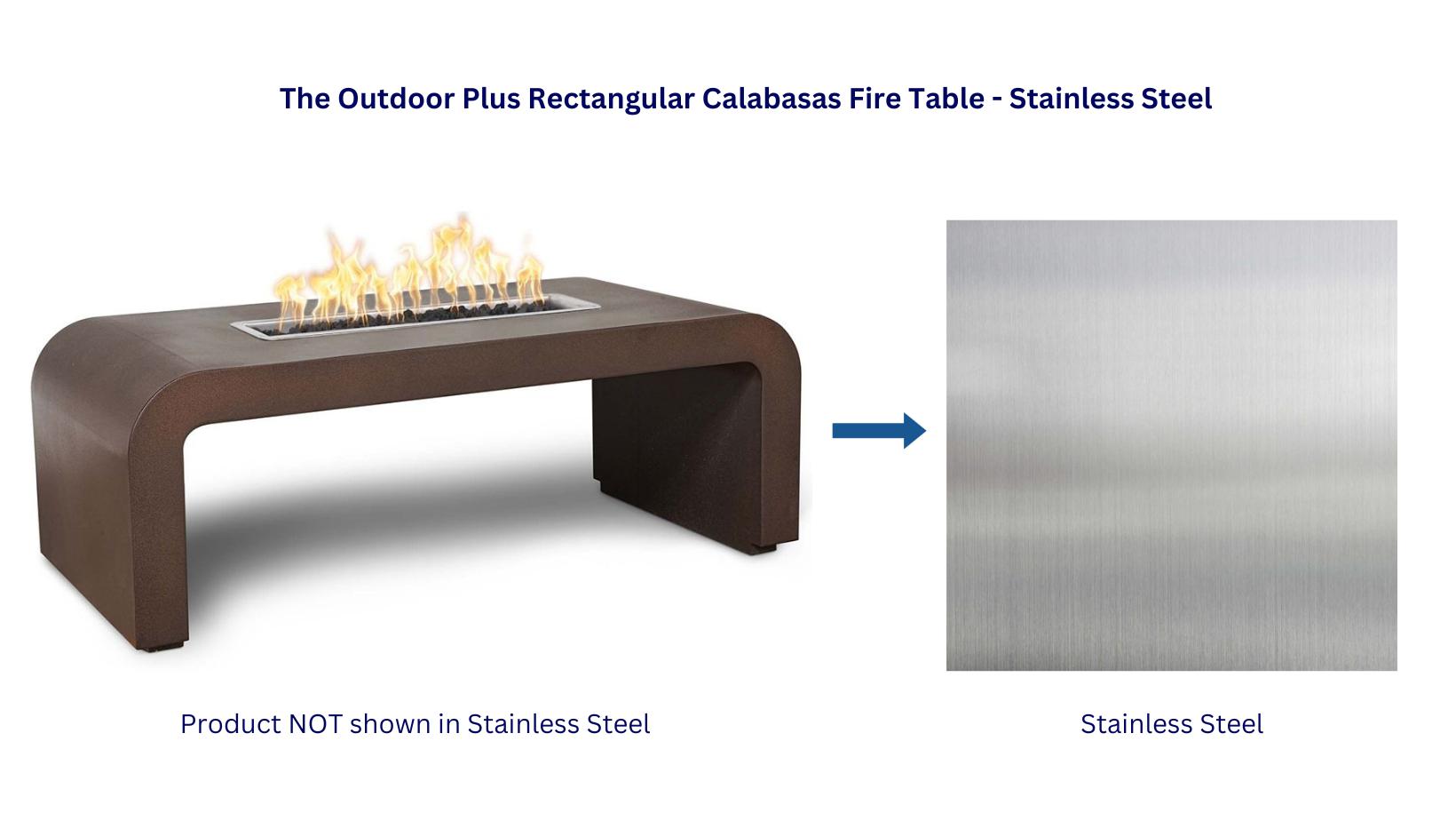 The Outdoor Plus 96 Rectangular Calabasas Stainless Steel Fire Table