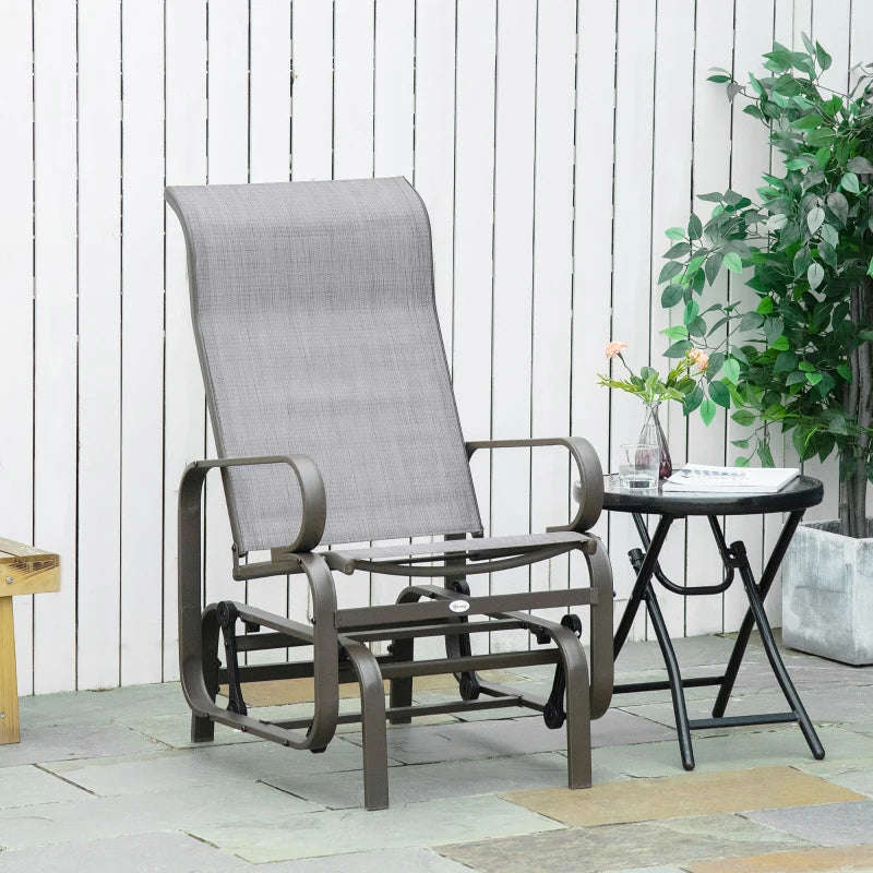 Outsunny Gliding Lounge Rocker for Indoor/Outdoor Use with Water-Resistant Material - Brown