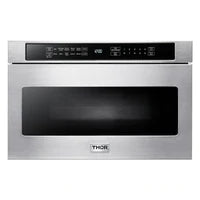 Thor Kitchen Package - 36 in. Natural Gas Range, Range Hood, Microwave Drawer, Refrigerator with Fridge and Ice Maker, Dishwasher, Wine Cooler