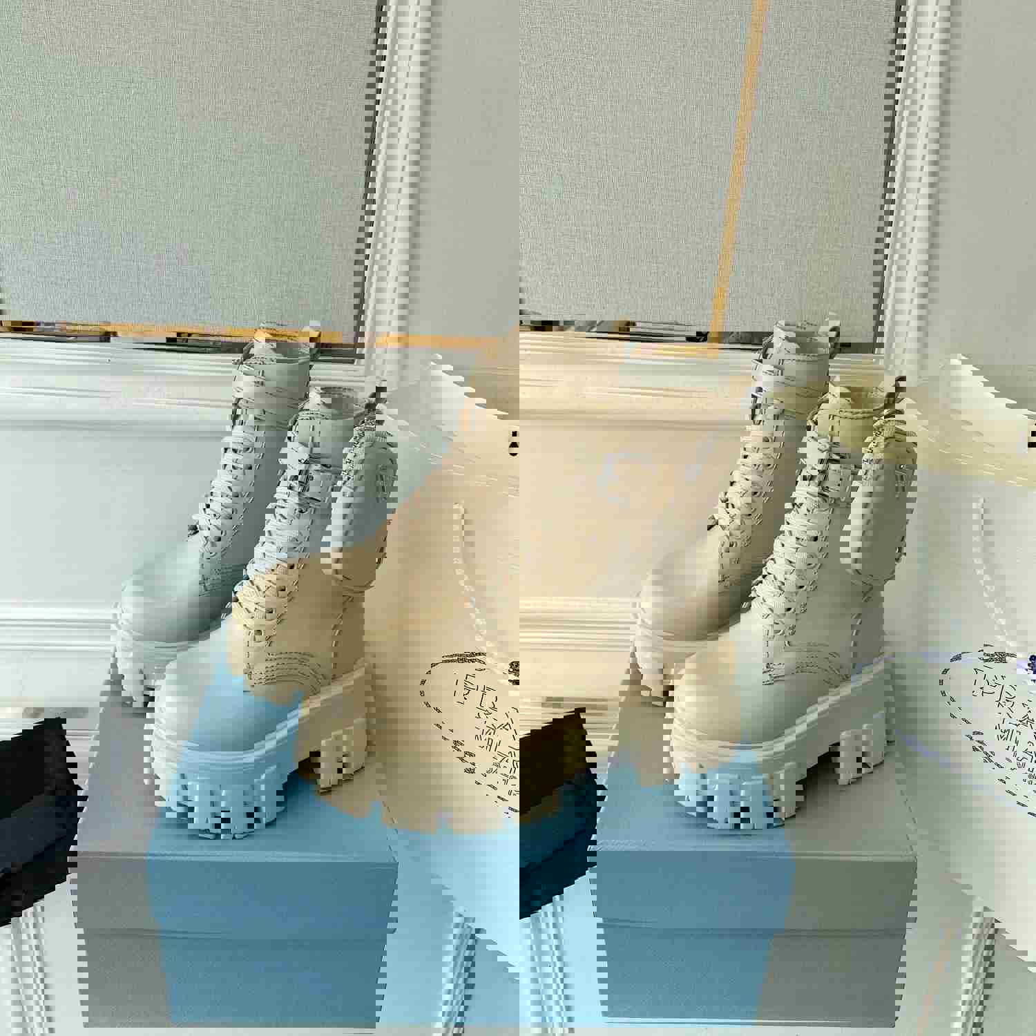 Prada Monolith Brushed Rois Leather And Nylon Boots