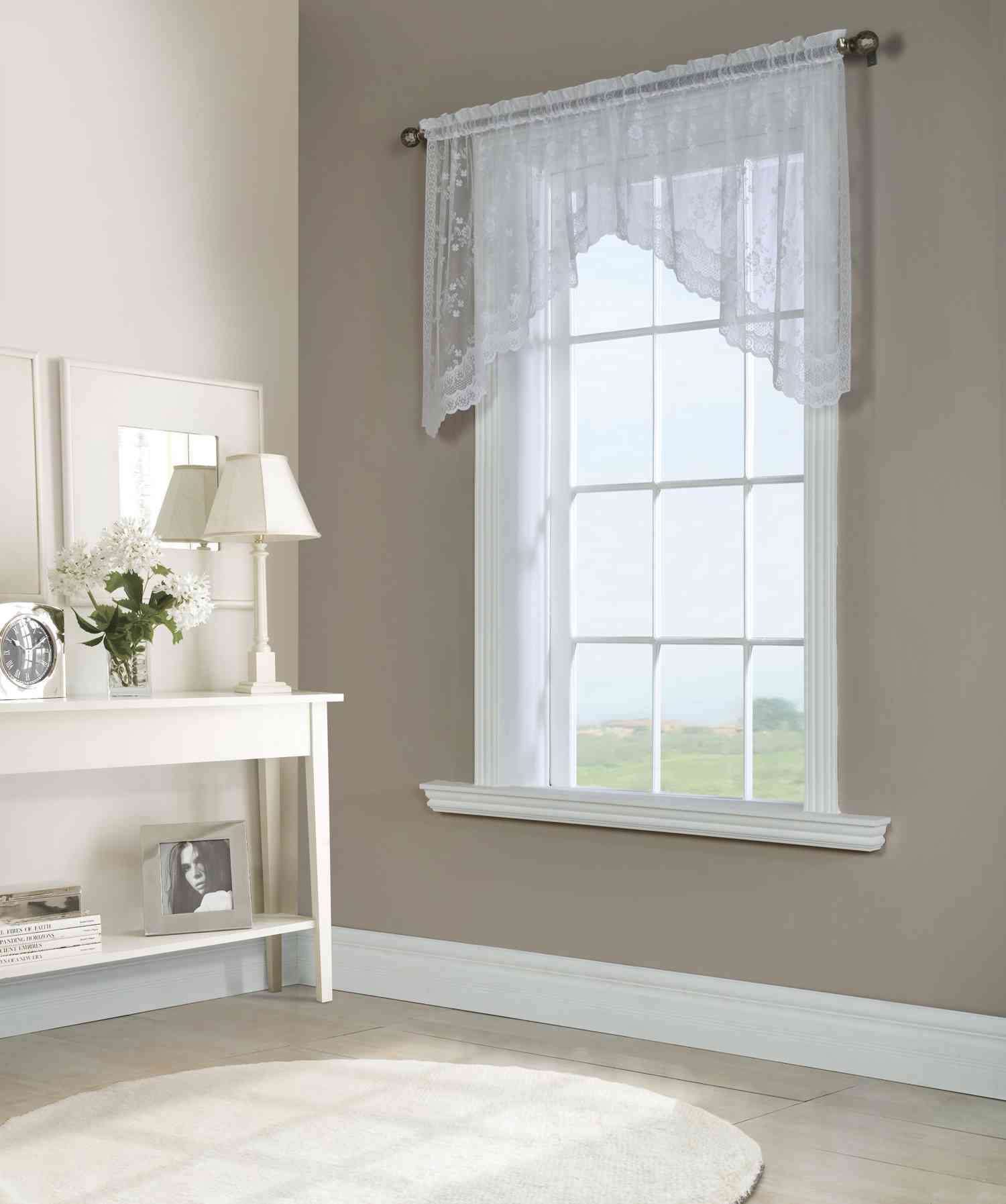 CommonWealth Mona Lisa Sheer Rod Pocket Swag Valance Set 72 x 32 White