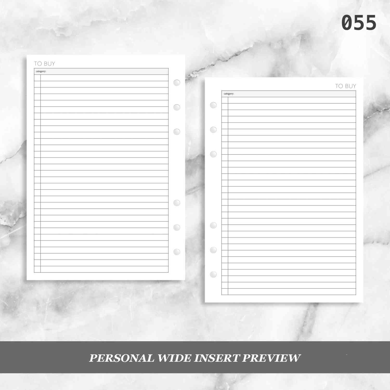 055: To Buy - Undated Shopping List Planner