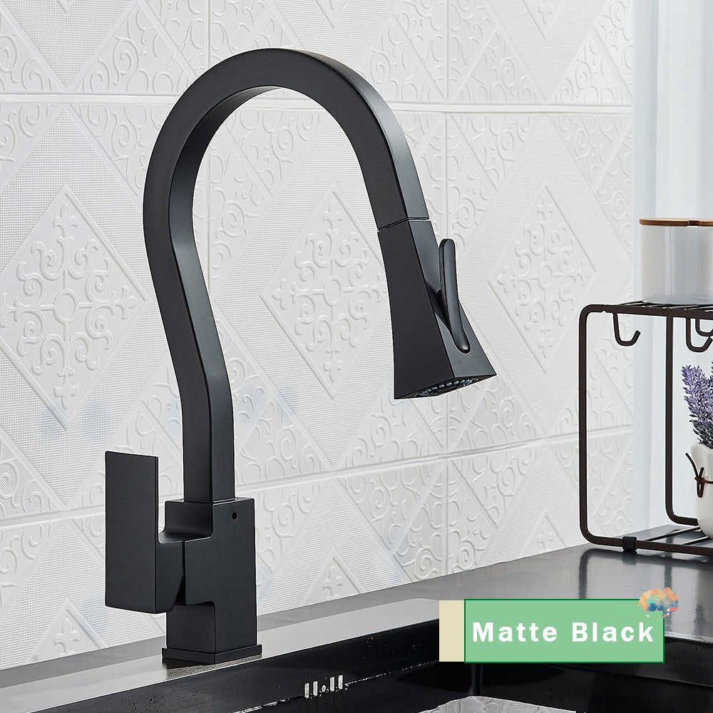 MIRODEMI Kitchen Faucet with Flexible Pull Down Sprayer Mixer Tap