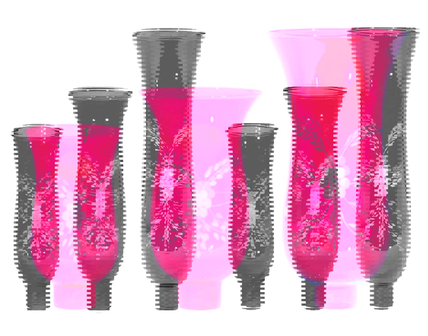 Cranberry Hurricane Shade with Hand-Cut Flowers Design, 1-5/8 Fitter Size