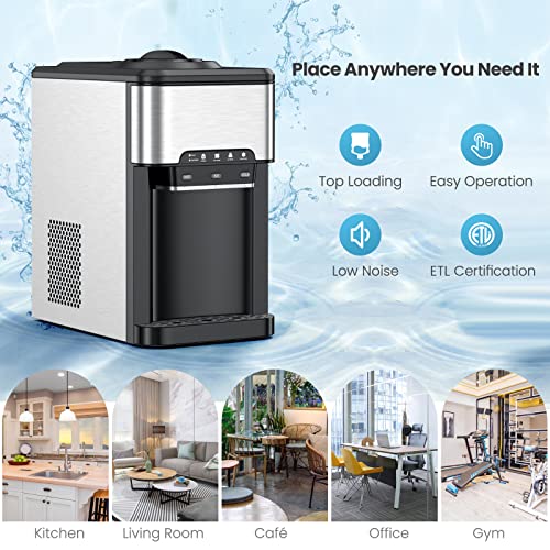 PETSITE 3-in-1 Countertop Water Cooler Dispenser with Ice Maker, Hot & Cold Water Dispenser for Home, Kitchen, Office, Bar