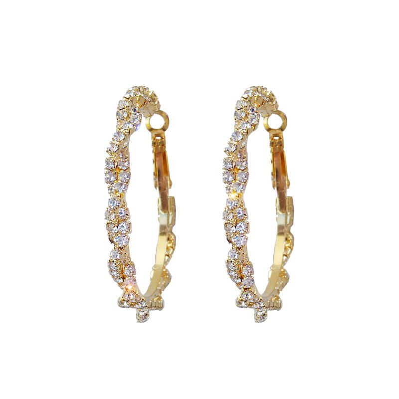 2022 Trendy Round Crystal Hoop Earrings for Women - Shiny Wedding & Party Jewelry Gift