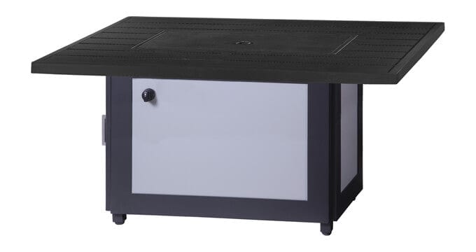 Gensun - Plank 39X 56 Rectangular Gas Fire Pit Table Top with Paradise Chat Height Fire Pit Base