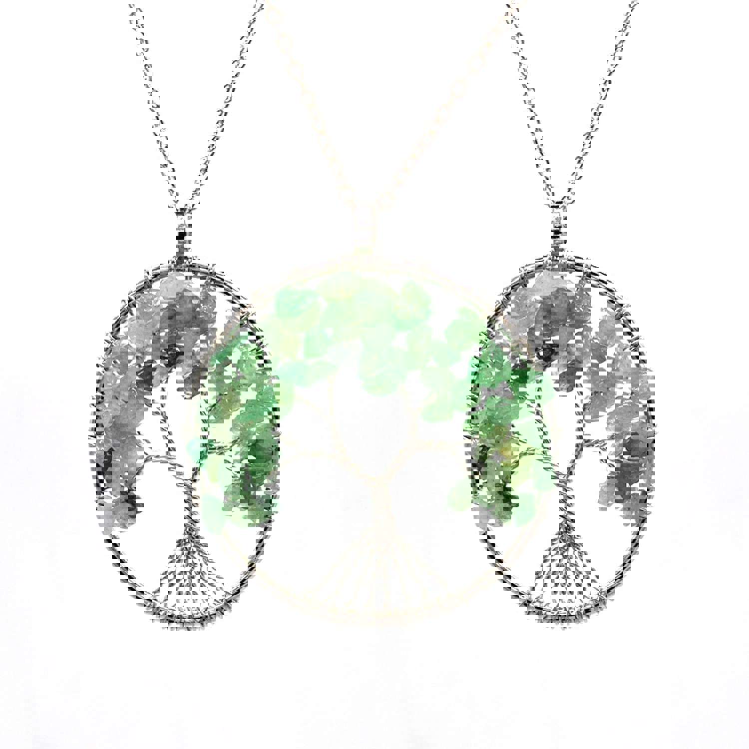 Colorful Gravel Stone Tree of Life Necklace Jewelry