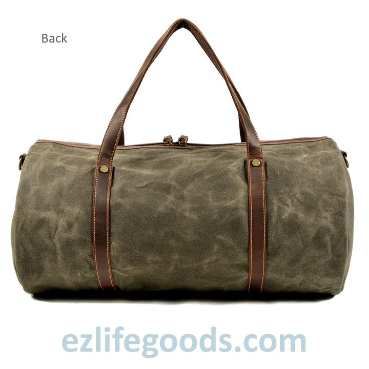 Retro Canvas and Cowhide Duffle Weekender Bag - Large Capacity Gym Bag