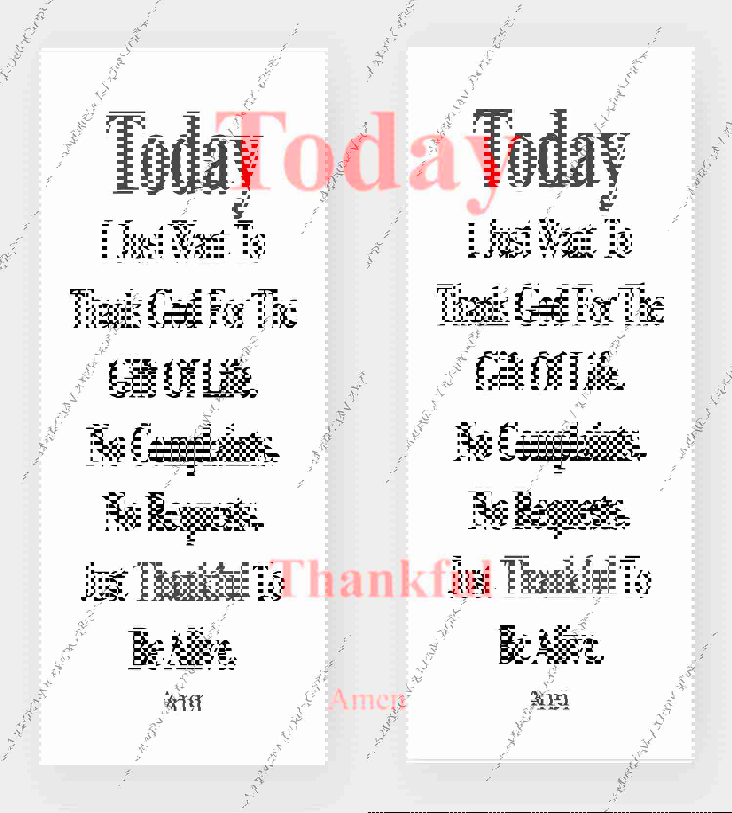 Today I Just Want To Thank God Prayer Wall Art Sign - 8 x 10 Modern Typographic Poster Print