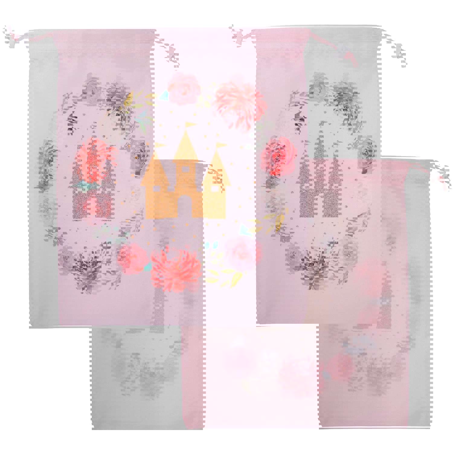 12 Pack Pink Drawstring Gift Bags for Princess Birthday Party Favors
