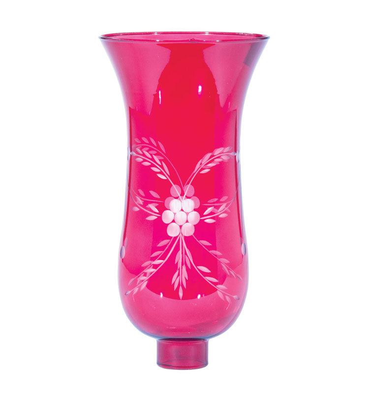 Cranberry Hurricane Shade with Hand-Cut Flowers Design, 1-5/8 Fitter Size