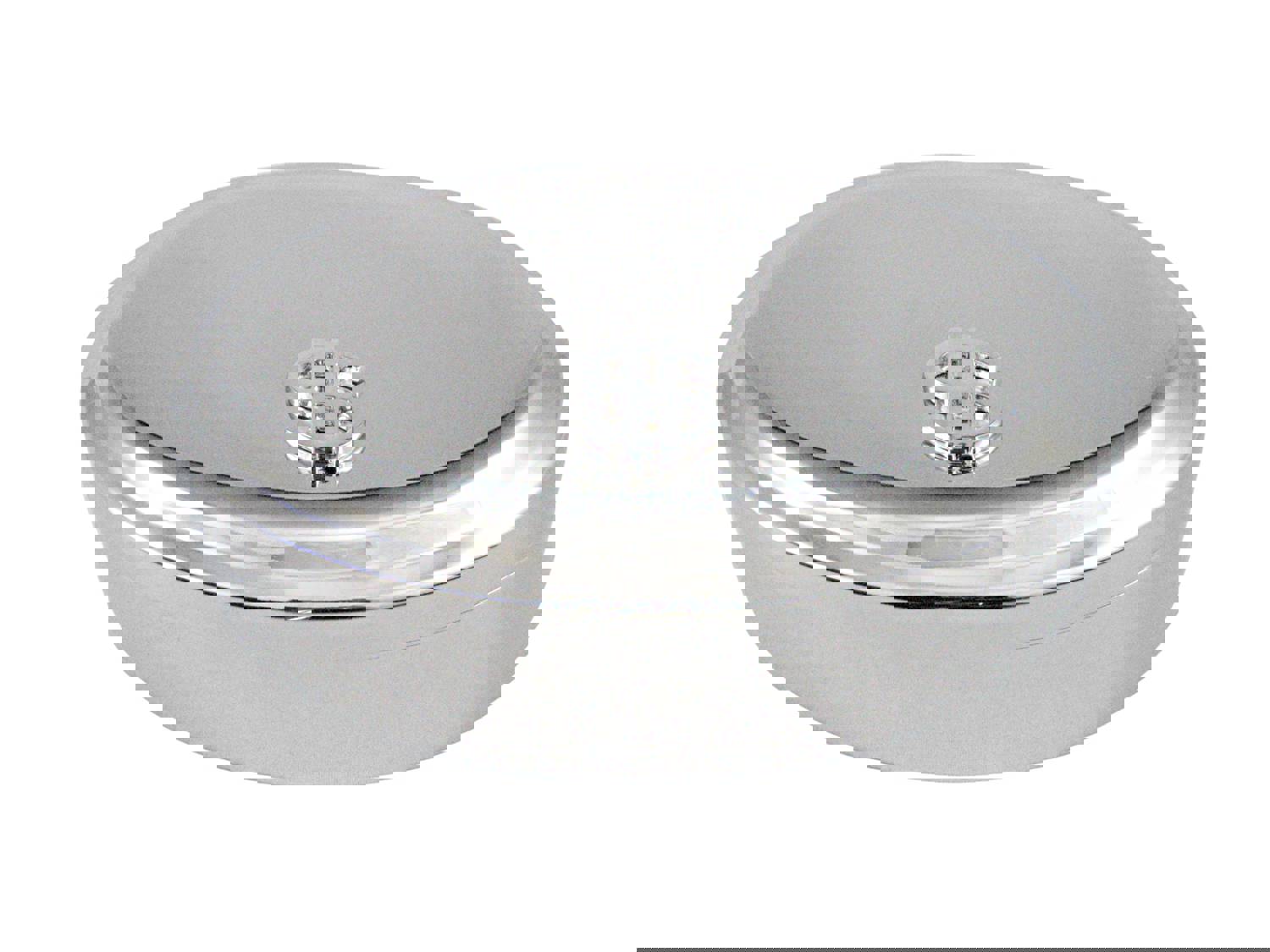 Silver Toned US Dollar Sign Pendant Oval Trinket Jewelry Box by Kiola Designs