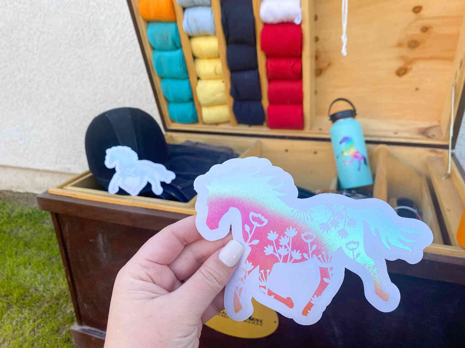 Floral Horse Decal for Water Bottles, Laptops, and More