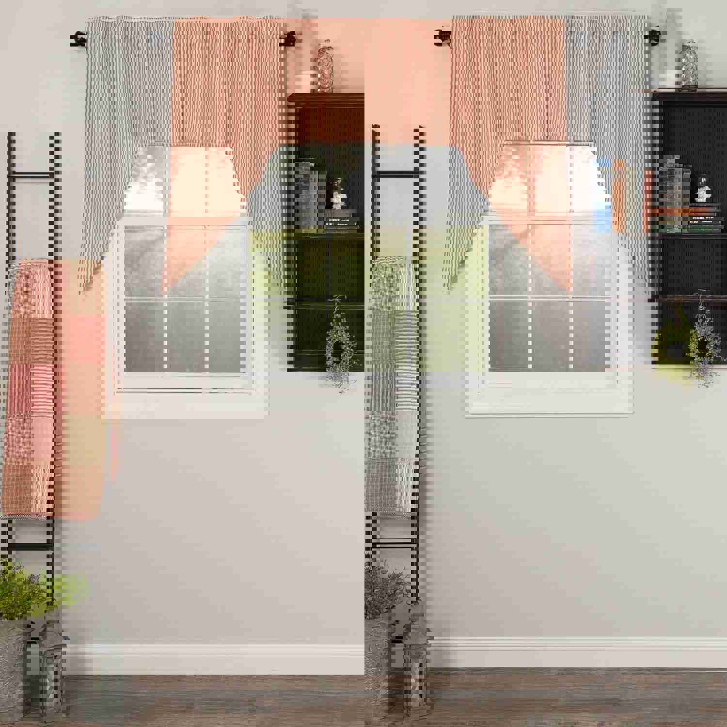 Sawyer Mill Red Ticking Stripe Swag Set of 2 - 36x36x16