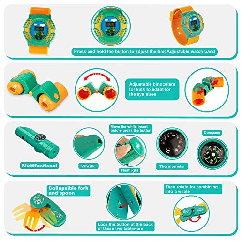 KAQINU 27 PCS Kids Camping Set with Pop Up Play Tent and Camping Gear Toys