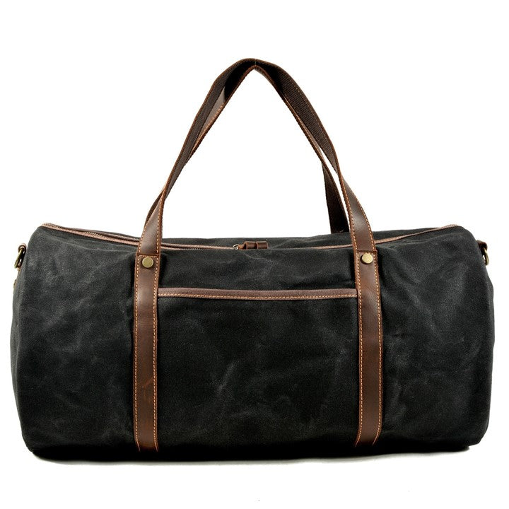 Retro Canvas and Cowhide Duffle Weekender Bag - Large Capacity Gym Bag