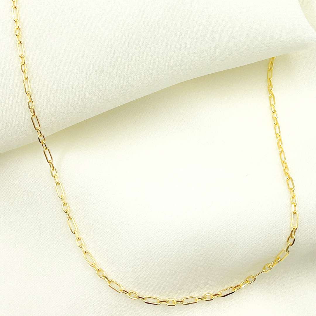 14K Solid Gold Paperclip Long & Short Link Necklace