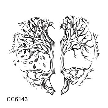 Rocooart Black White Style Temporary Tattoo Sticker - Tree Flower Leaf Rose Body Art