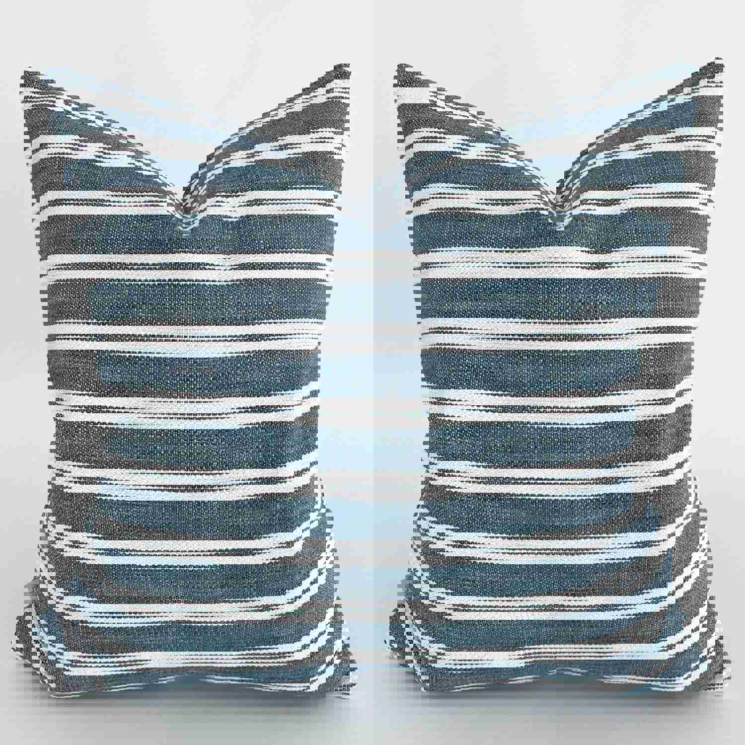 Peyton Blue Indoor/Outdoor Pillow Cover - Modern Striped Design